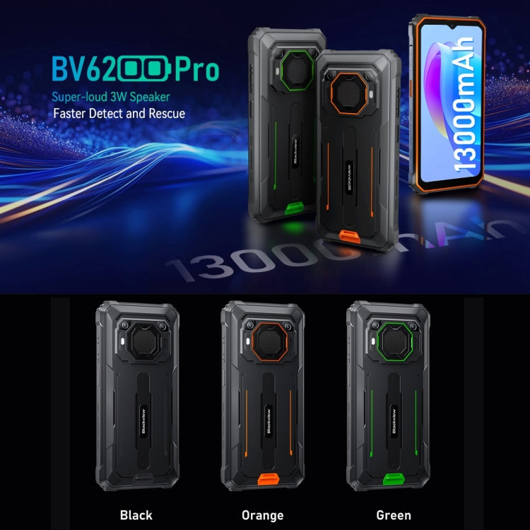 Blackview BV6200 Pro, 6GB+128GB, IP68/IP69K/MIL-STD-810H, 6.56 inch Android 13 MediaTek Helio P35 Octa Core, Network: 4G, OTG, NFC(Black)