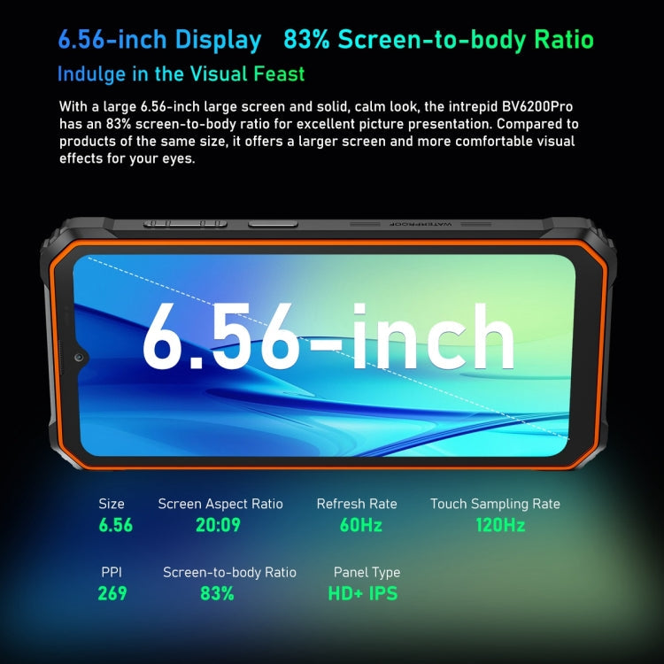 Blackview BV6200 Pro, 6GB+128GB, IP68/IP69K/MIL-STD-810H, 6.56 inch Android 13 MediaTek Helio P35 Octa Core, Network: 4G, OTG, NFC(Orange)