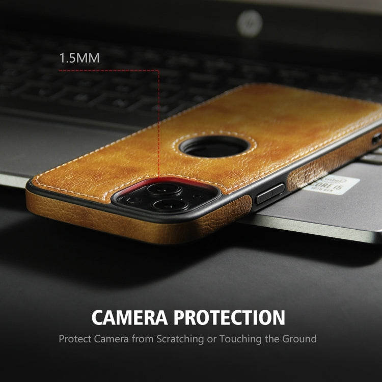 For iPhone 15 Plus Leather Texture Stitching Phone Case(Brown)