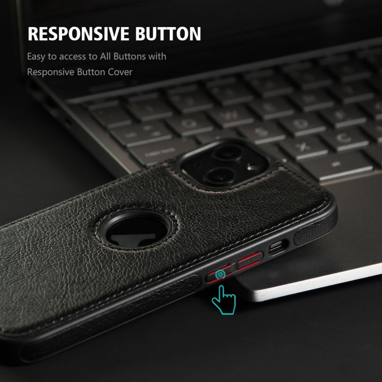 For iPhone 15 Leather Texture Stitching Phone Case(Black)