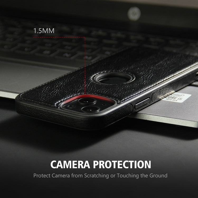 For iPhone 15 Leather Texture Stitching Phone Case(Black)