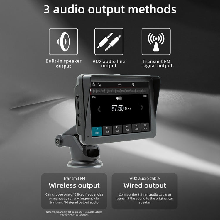 B5570 SunShade Style Car MP5 Player 7 inch Wireless CarPlay, Support Mobile Phone Interconnection, B5570