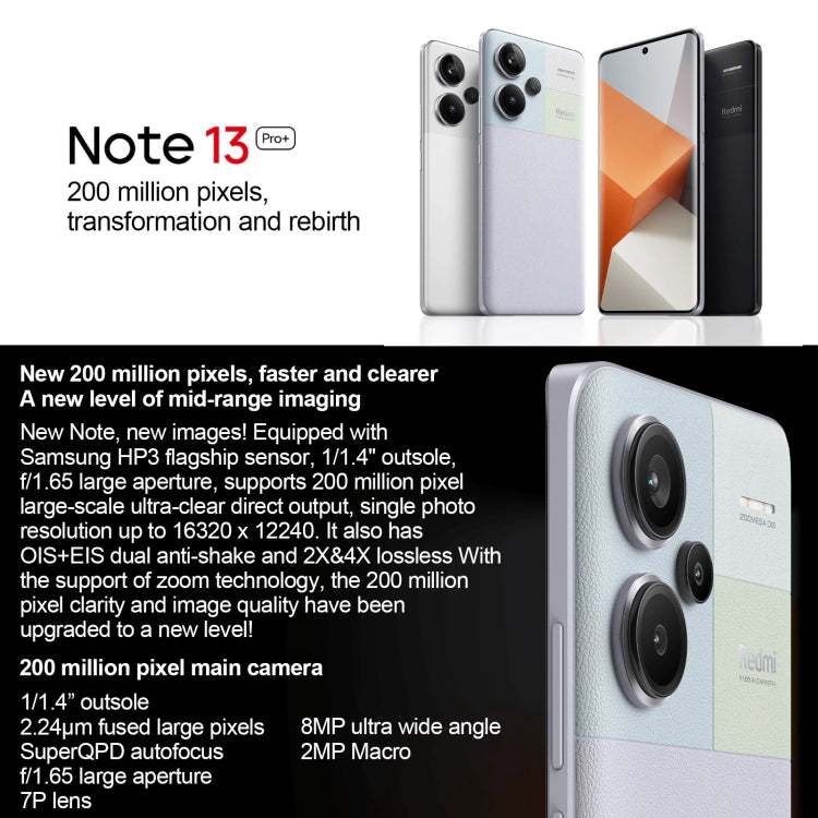 Xiaomi Redmi Note 13 Pro+ 5G, 12GB+256GB,  6.67 inch MIUI 14 Dimensity 7200-Ultra Octa Core 4nm up to 2.8GHz, NFC, Network: 5G(White)