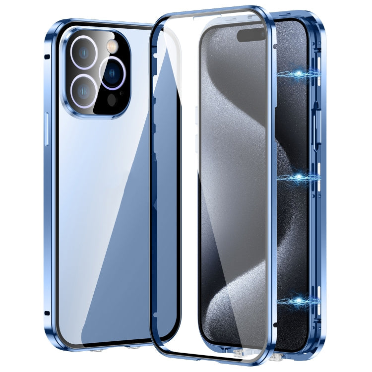 Magnetic Double-buckle HD Tempered Glass Phone Case, For iPhone 16 Plus, For iPhone 16, For iPhone 15 Pro Max, For iPhone 15 Pro