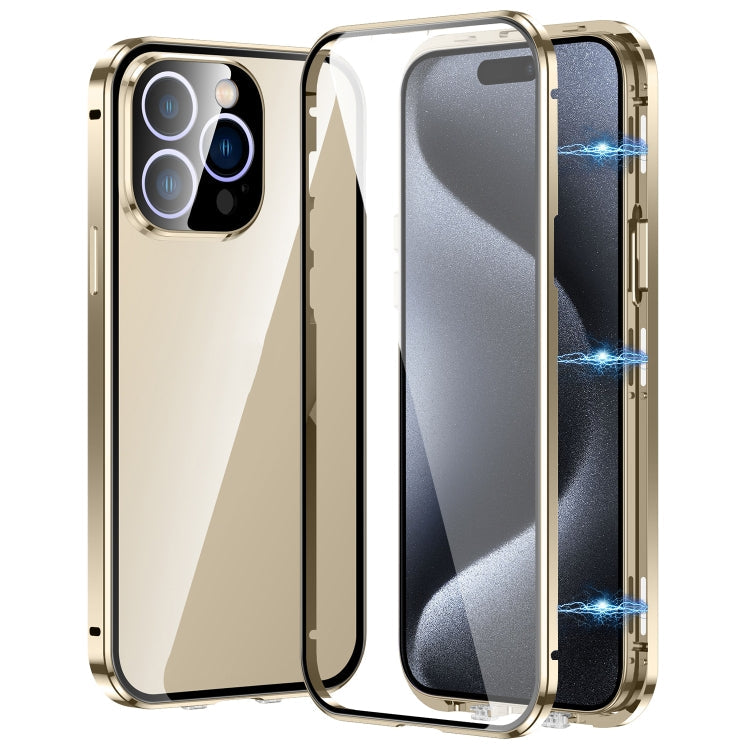 Magnetic Double-buckle HD Tempered Glass Phone Case, For iPhone 16 Plus, For iPhone 16, For iPhone 15 Pro Max, For iPhone 15 Pro