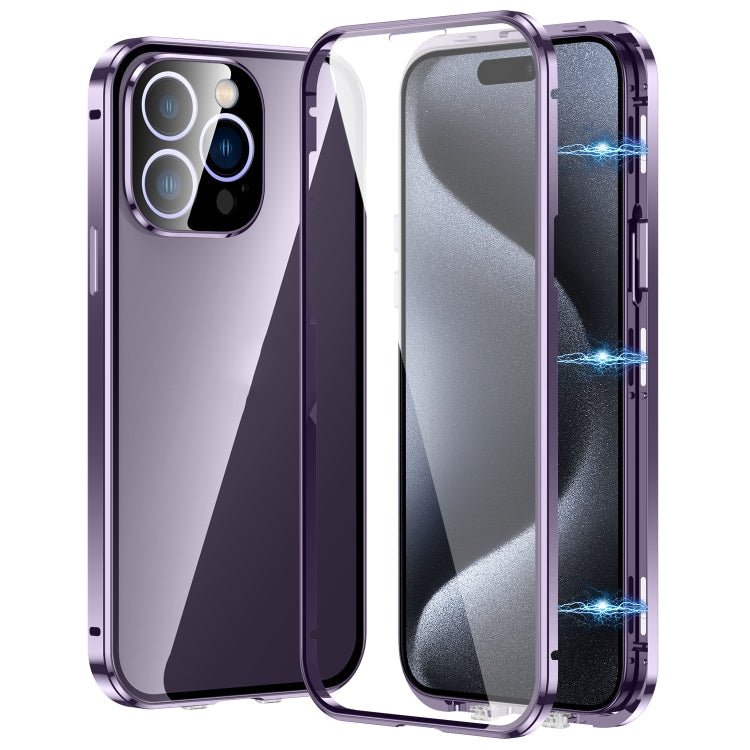 Magnetic Double-buckle HD Tempered Glass Phone Case, For iPhone 16 Plus, For iPhone 16, For iPhone 15 Pro Max, For iPhone 15 Pro