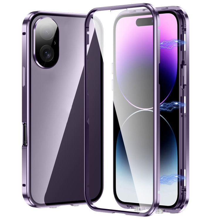 Magnetic Double-buckle HD Tempered Glass Phone Case, For iPhone 16 Plus, For iPhone 16, For iPhone 15 Pro Max, For iPhone 15 Pro