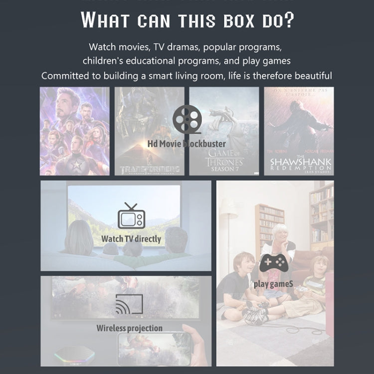 T95Z Plus 8K WiFi6 Android 12.0 Smart TV Box with Remote Control, 4GB+128GB, Allwinner H618 Quad-Core(UK Plug)