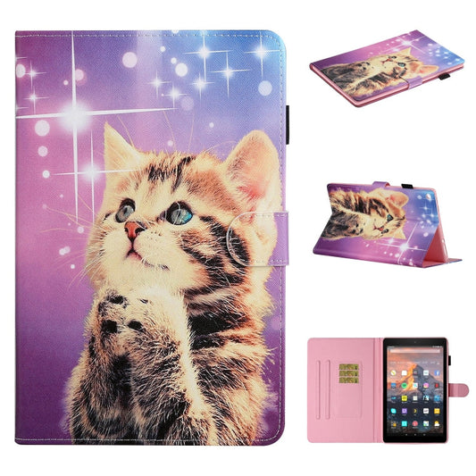 Colored Drawing Pattern Horizontal Flip PU Leather Case with Holder & Card Slot & Sleep / Wake-up Function, For Amazon Kindle Fire HD 8 (2016/2017/2018), For Amazon Kindle Fire HD 8 (2020), For Amazon Kindle Fire HD 10 (2015 / 2017)