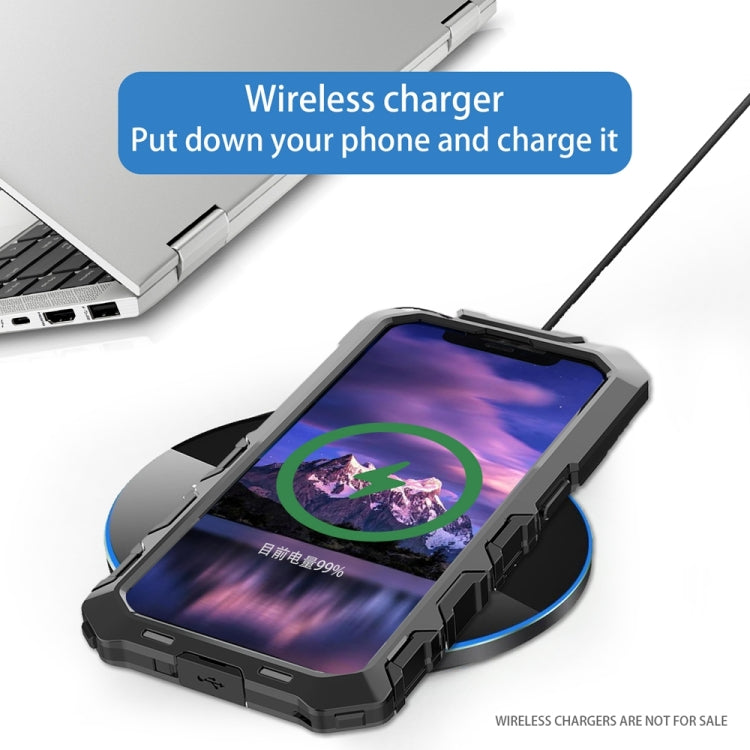 R-JUST Metal + Silicone + Tempered Glass Waterproof Phone Case with Holder – iPhone 15 Series