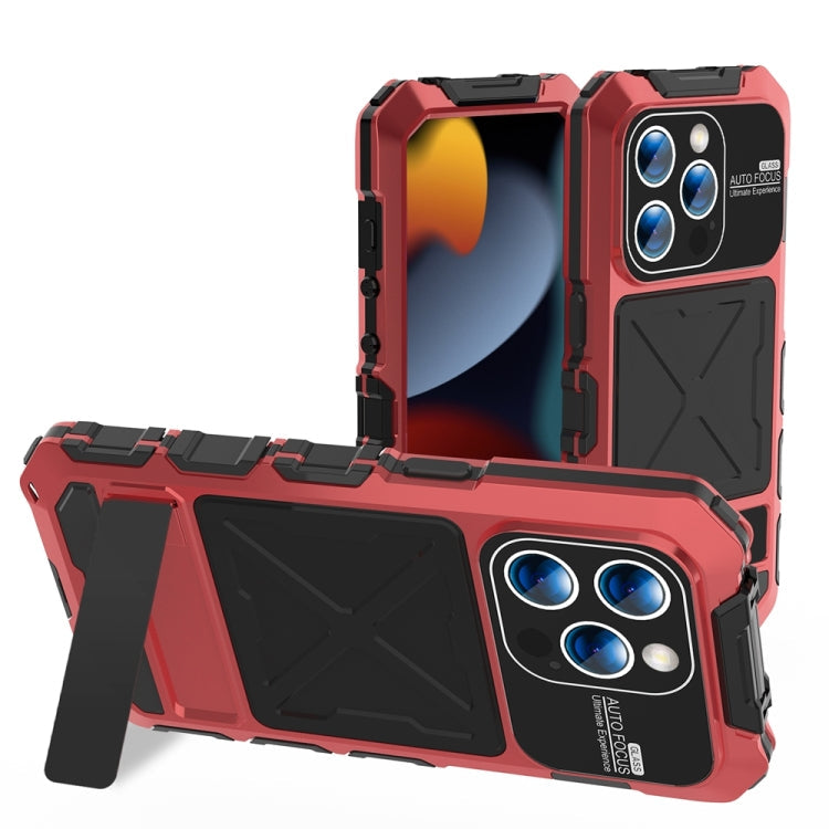 R-JUST Metal + Silicone + Tempered Glass Waterproof Phone Case with Holder – iPhone 15 Series