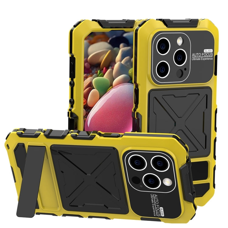 R-JUST Metal + Silicone + Tempered Glass Waterproof Phone Case with Holder – iPhone 15 Series