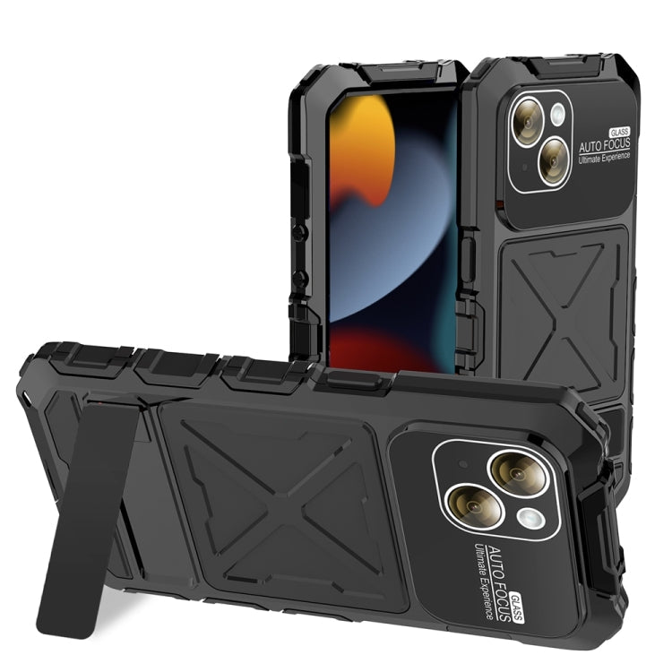 R-JUST Metal + Silicone + Tempered Glass Waterproof Phone Case with Holder – iPhone 15 Series