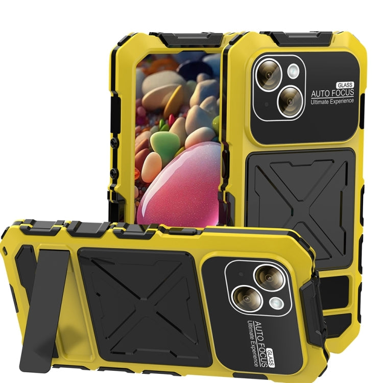 R-JUST Metal + Silicone + Tempered Glass Waterproof Phone Case with Holder – iPhone 15 Series