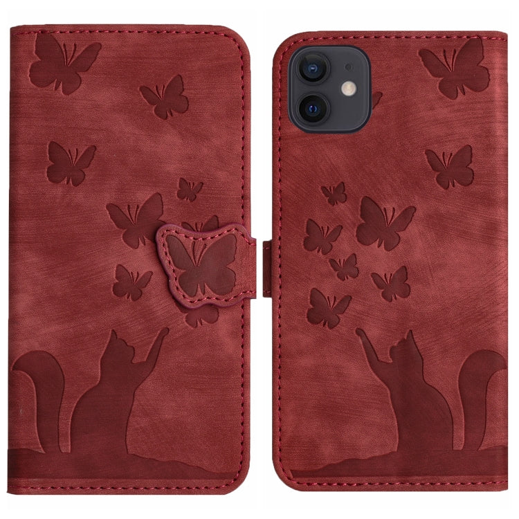 Butterfly Cat Embossing Flip Leather Phone Case, For iPhone 13 mini, For iPhone 12 / 12 Pro, For iPhone 12 Pro Max, For iPhone 12 mini