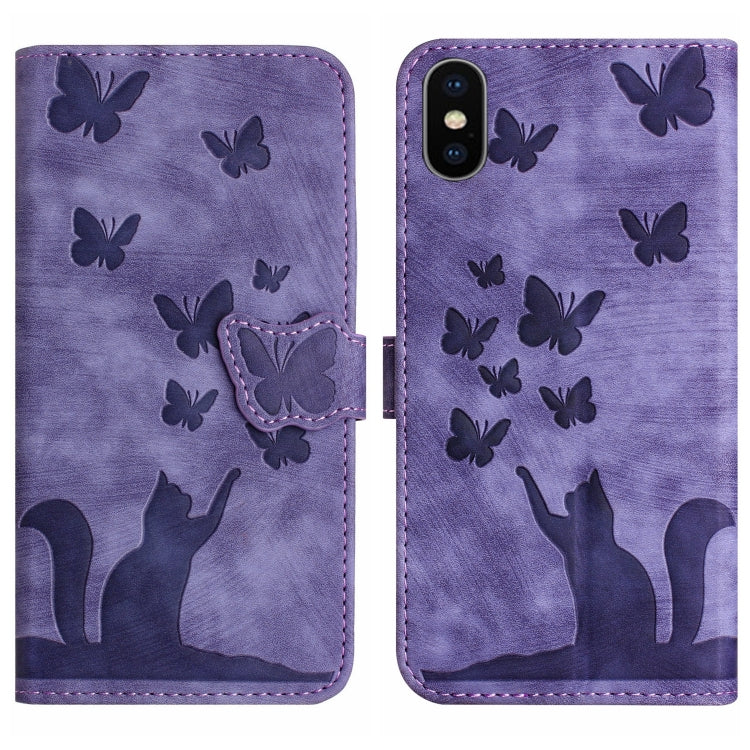 Butterfly Cat Embossing Flip Leather Phone Case, For iPhone 11 Pro Max, For iPhone 11, For iPhone 11 Pro, For iPhone X / XS