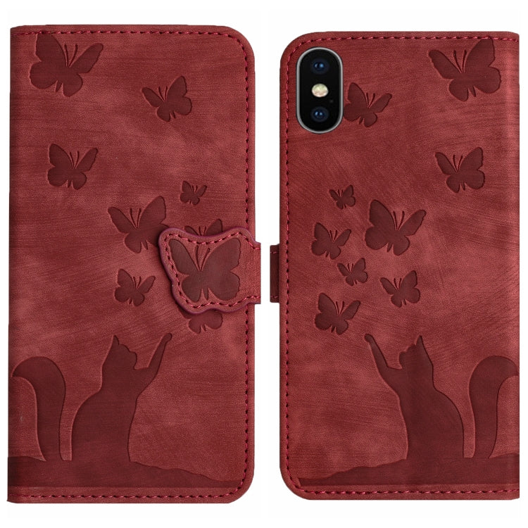 Butterfly Cat Embossing Flip Leather Phone Case, For iPhone 11 Pro Max, For iPhone 11, For iPhone 11 Pro, For iPhone X / XS