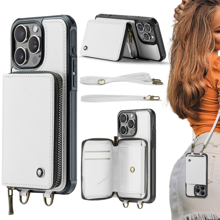 JEEHOOD C22 Series Zipper Wallet Leather Phone Case with Dual Lanyard, For iPhone 17 Pro Max, For iPhone 17 Pro, For iPhone Air, For iPhone 16 Pro Max