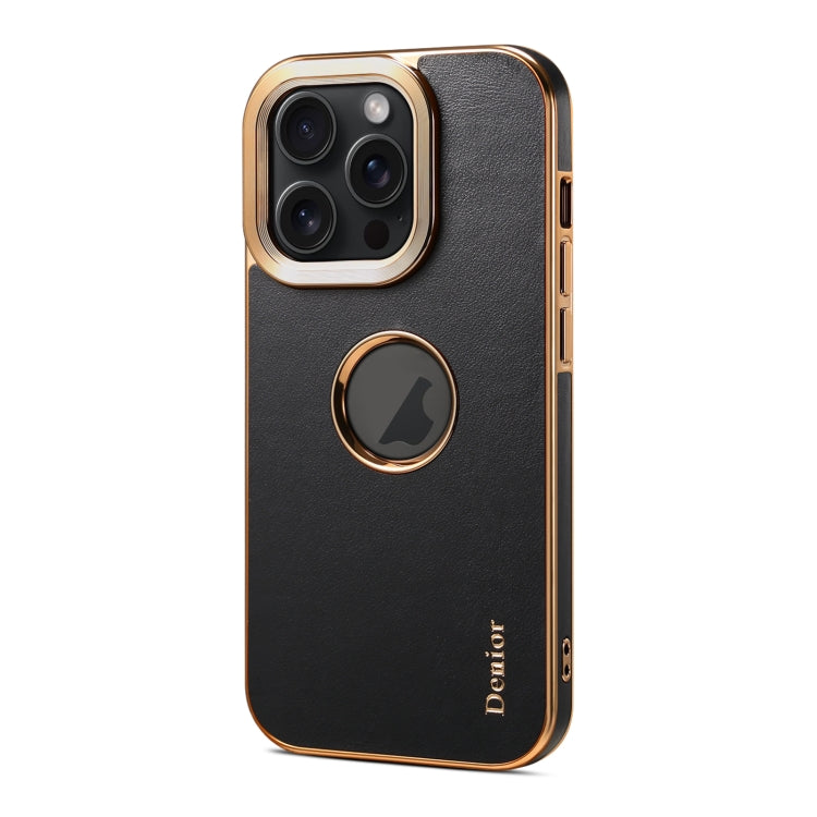 For iPhone 14 Pro Max Denior Fragrant Calf Texture Electroplating Phone Case(Black)
