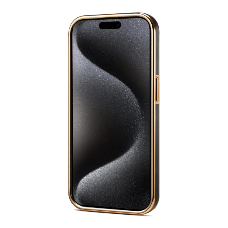 For iPhone 14 Pro Max Denior Fragrant Calf Texture Electroplating Phone Case(Black)