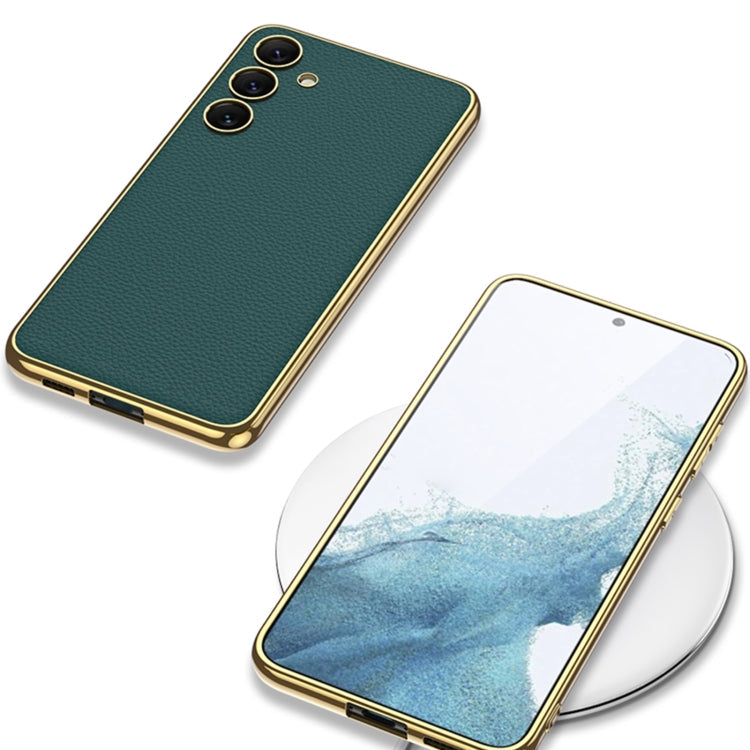 For Samsung Galaxy S24 5G GKK Plating TPU + Leather Full Coverage Phone Case(Green)