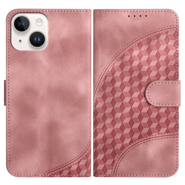 YX0060 Elephant Head Embossed Phone Leather Case with Lanyard, For iPhone 15, For iPhone 14 Plus, For iPhone 14