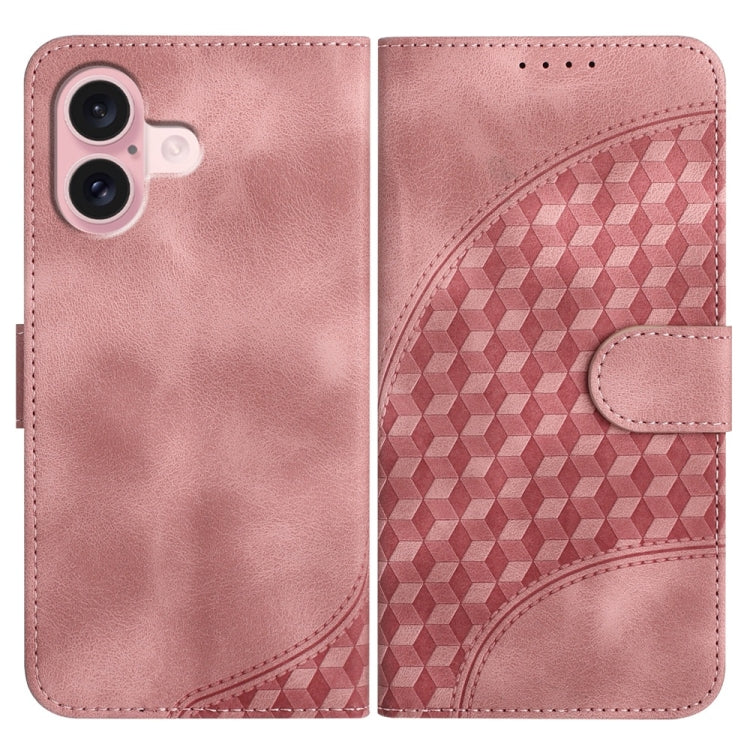 YX0060 Elephant Head Embossed Phone Leather Case with Lanyard, For iPhone 16 Pro, For iPhone 16 Plus, For iPhone 16