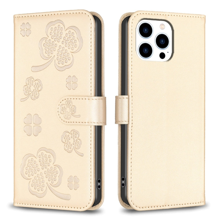 Four-leaf Embossed Leather Phone Case, For iPhone 7 / 8 / SE 2022, For iPhone 13 Pro Max, For iPhone 13 Pro, For iPhone 13