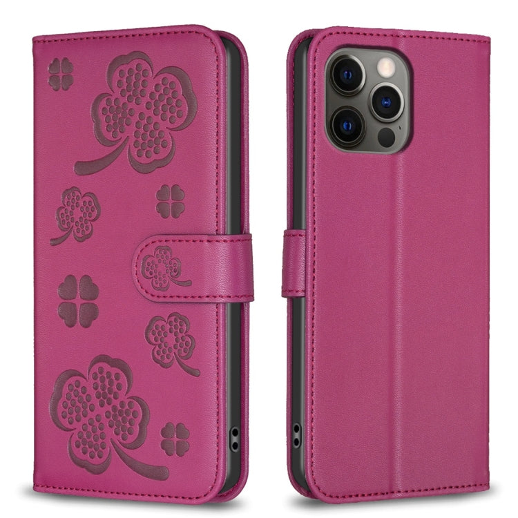 Four-leaf Embossed Leather Phone Case, For iPhone 12 / 12 Pro, For iPhone 12 Pro Max, For iPhone 11 Pro Max, For iPhone 11