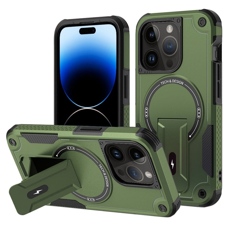 Armor Magsafe Holder PC Hybrid TPU Phone Case, For iPhone 15, For iPhone 14 Plus, For iPhone 14, For iPhone 14 Pro