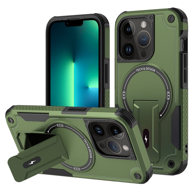 Armor Magsafe Holder PC Hybrid TPU Phone Case, For iPhone 14 Pro Max, For iPhone 13 Pro Max, For iPhone 13 Pro, For iPhone 13