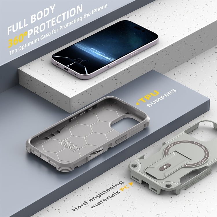 Armor Magsafe Holder PC Hybrid TPU Phone Case, For iPhone 16, For iPhone 15 Pro Max, For iPhone 15 Pro, For iPhone 15 Plus
