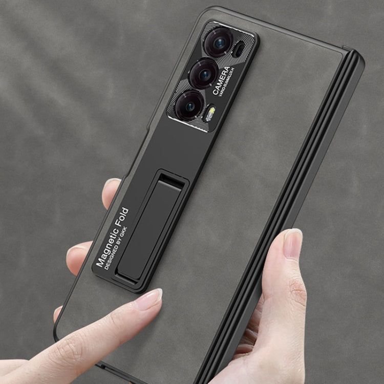 GKK Integrated Frosted Fold Hinge Leather Phone Case with Holder, For Honor Magic V2, For Honor Magic VS