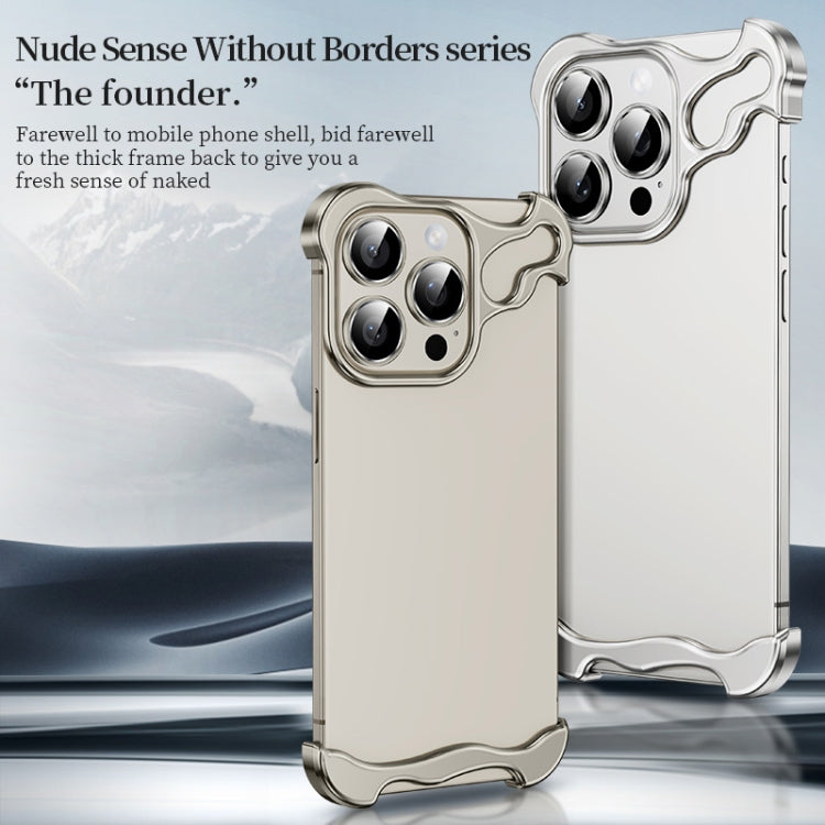 Frameless Metal Corner Pad Phone Case with Lens Film, For iPhone 15 Pro Max, For iPhone 15 Pro, For iPhone 15 Plus, For iPhone 15