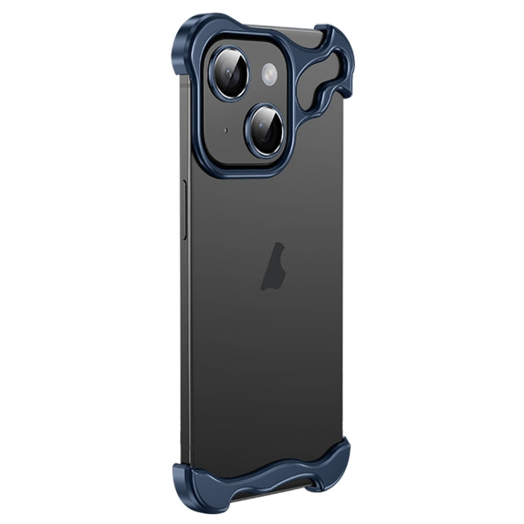 Frameless Metal Corner Pad Phone Case with Lens Film, For iPhone 15 Pro Max, For iPhone 15 Pro, For iPhone 15 Plus, For iPhone 15