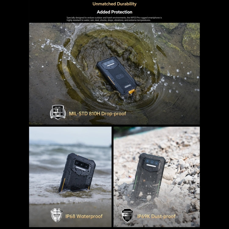 Oukitel WP23 Pro, 8GB+128GB, IP68/IP69K, 6.52 inch Unisoc T606 Octa-core, NFC, Network: 4G(Black)