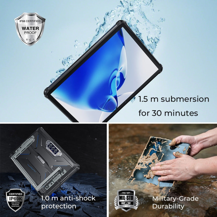 OUKITEL RT7 TITAN 5G Network IP68/IP69K Rugged Tablet, 10.1 inch Android 15 MediaTek Dimensity 7050 Octa Core Support Dual SIM, EU Plug, RT7 5G 12GB+512GB