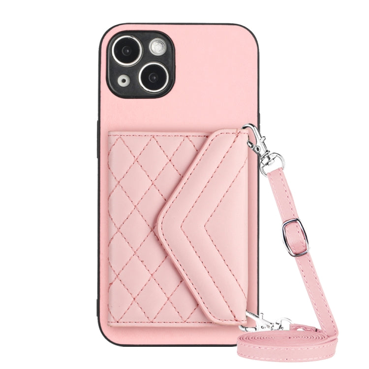 Rhombic Texture Card Bag RFID Phone Case with Long Lanyard, For iPhone SE 2022 / SE 2020, For iPhone 13 Pro Max, For iPhone 13 Pro, For iPhone 13