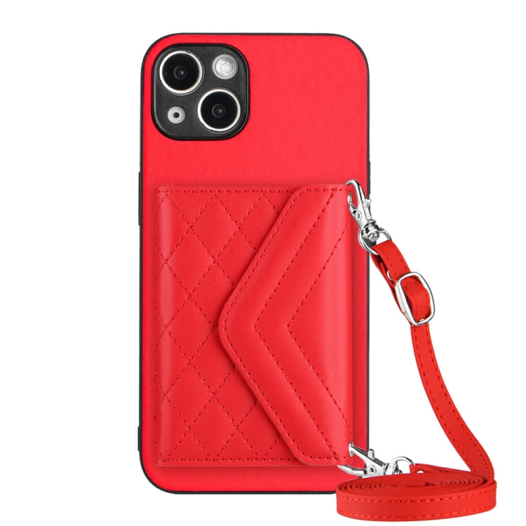 Rhombic Texture Card Bag RFID Phone Case with Long Lanyard, For iPhone SE 2022 / SE 2020, For iPhone 13 Pro Max, For iPhone 13 Pro, For iPhone 13