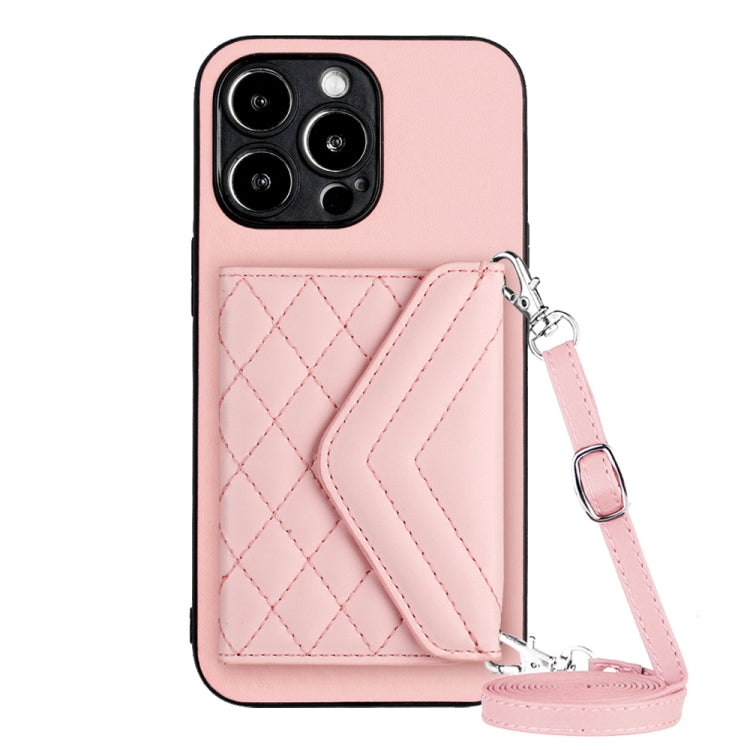 Rhombic Texture Card Bag RFID Phone Case with Long Lanyard, For iPhone SE 2022 / SE 2020, For iPhone 13 Pro Max, For iPhone 13 Pro, For iPhone 13