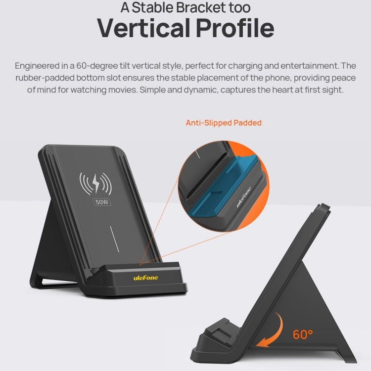 Ulefone WCS01 50W Air-cooled Wireless Charger Stand, WCS01