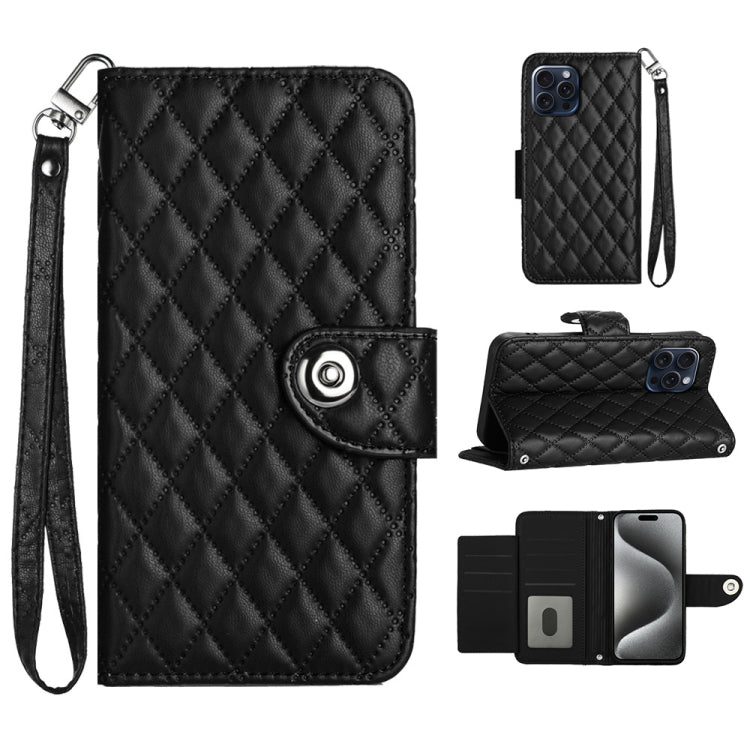 Rhombic Texture Flip Leather Phone Case with Lanyard, For iPhone 14 Pro Max, For iPhone SE 2022 / 2020 / 8 / 7, For iPhone 13 Pro Max, For iPhone 13 Pro
