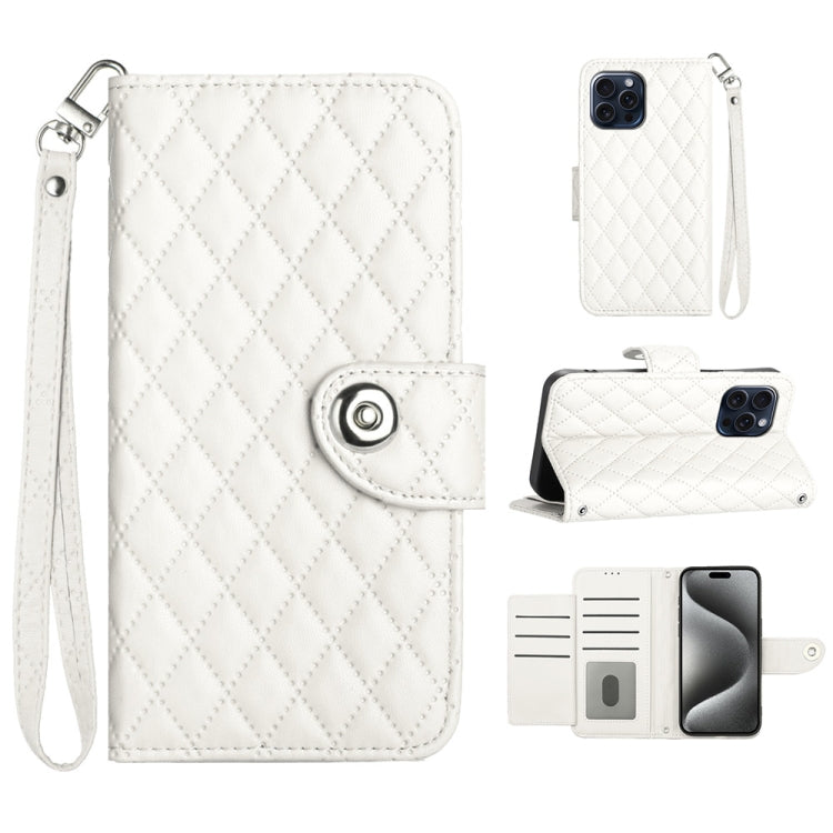 Rhombic Texture Flip Leather Phone Case with Lanyard, For iPhone 14 Pro Max, For iPhone SE 2022 / 2020 / 8 / 7, For iPhone 13 Pro Max, For iPhone 13 Pro