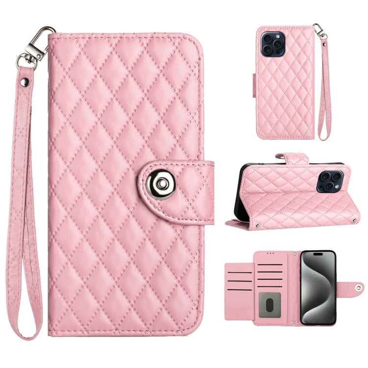 Rhombic Texture Flip Leather Phone Case with Lanyard, For iPhone 14 Pro Max, For iPhone SE 2022 / 2020 / 8 / 7, For iPhone 13 Pro Max, For iPhone 13 Pro
