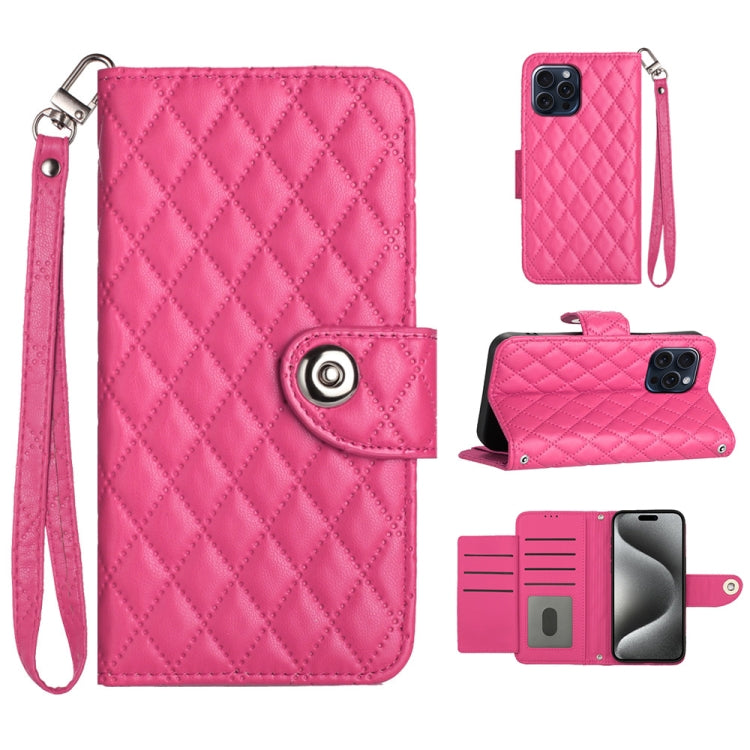 Rhombic Texture Flip Leather Phone Case with Lanyard, For iPhone 14 Pro Max, For iPhone SE 2022 / 2020 / 8 / 7, For iPhone 13 Pro Max, For iPhone 13 Pro