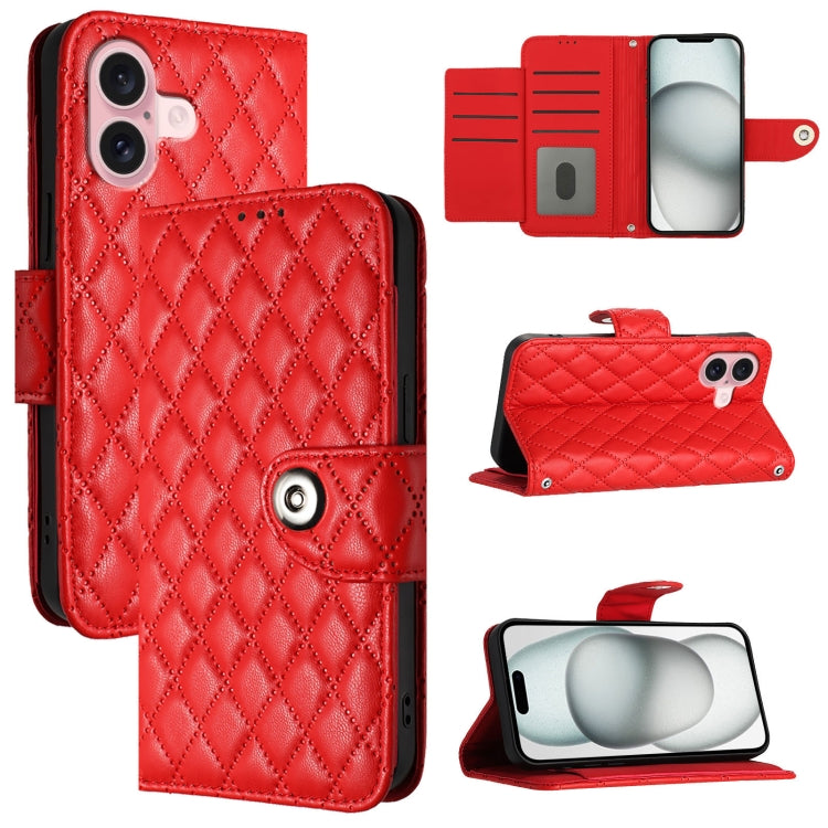 Rhombic Texture Flip Leather Phone Case with Lanyard, For iPhone 16, For iPhone 15 Pro Max, For iPhone 15 Pro, For iPhone 15 Plus