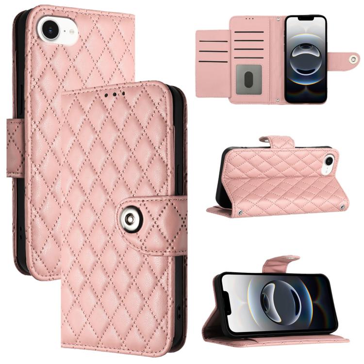 Rhombic Texture Flip Leather Phone Case with Lanyard, For iPhone SE 2024, For iPhone 16 Pro Max, For iPhone 16 Pro, For iPhone 16 Plus