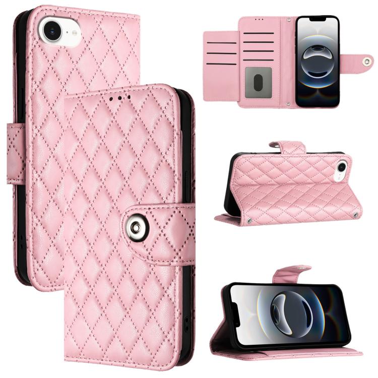 Rhombic Texture Flip Leather Phone Case with Lanyard, For iPhone SE 2024, For iPhone 16 Pro Max, For iPhone 16 Pro, For iPhone 16 Plus