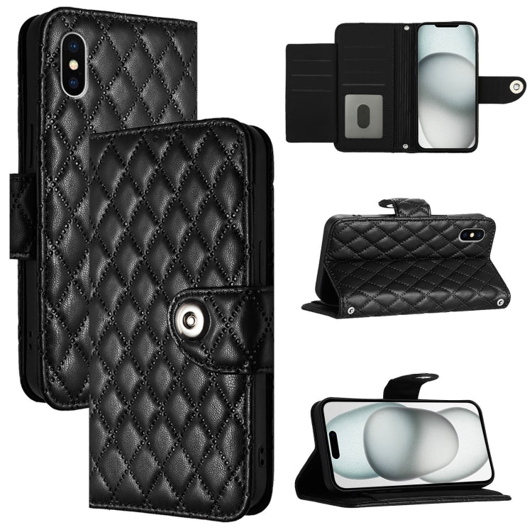 Rhombic Texture Flip Leather Phone Case with Lanyard, For iPhone 11, For iPhone 11 Pro, For iPhone XS / X, For iPhone XR