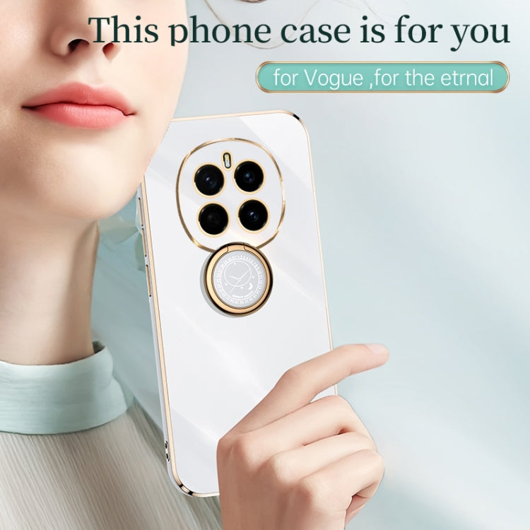 For Honor Magic7 XINLI Straight 6D Plating Gold Edge TPU Shockproof Case with Ring Holder(Cherry Purple)